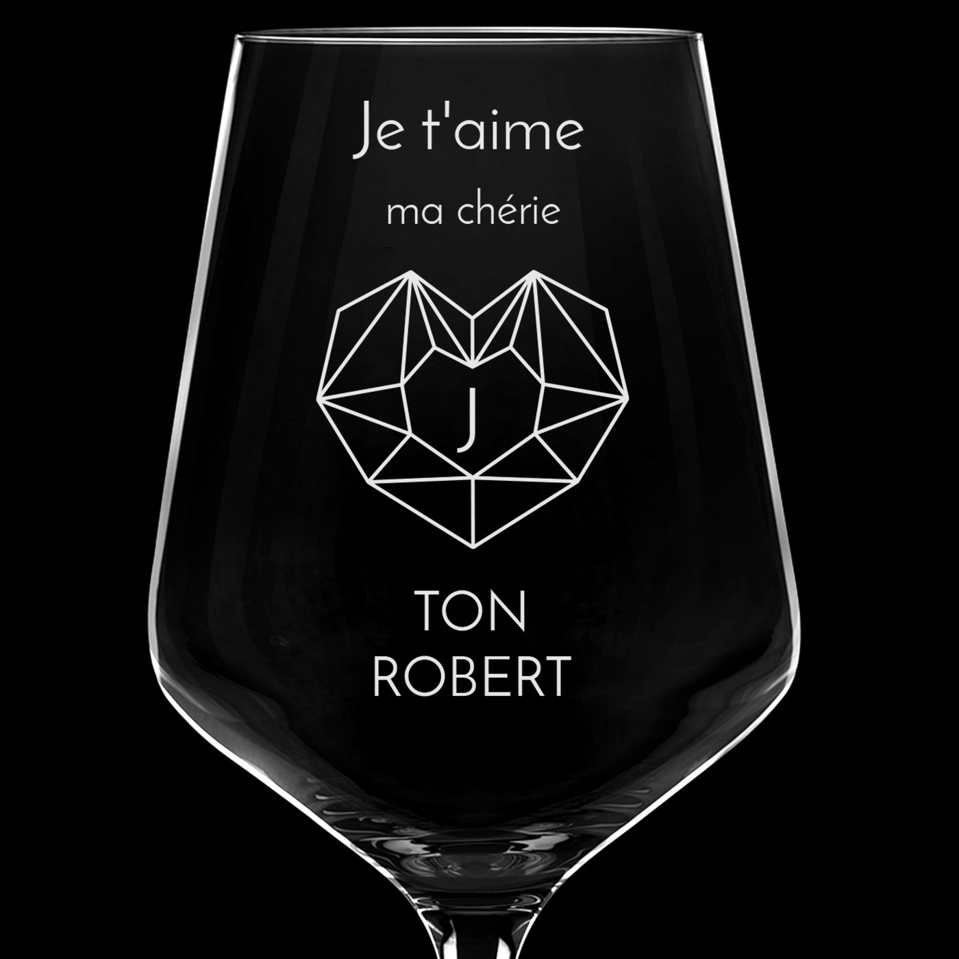 6 verres à vin taille XL avec gravure pour elle pour la Saint-Valentin