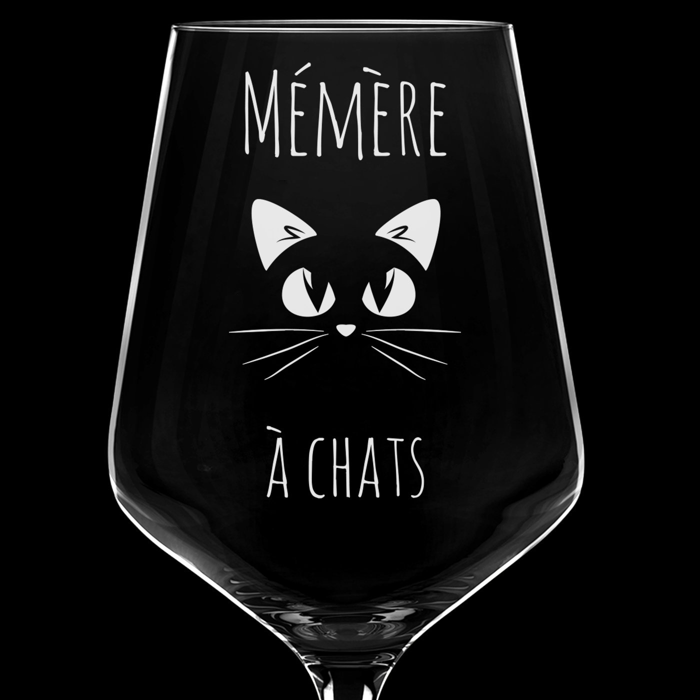 6 verres à vin taille XL avec gravure pour une fan de chats
