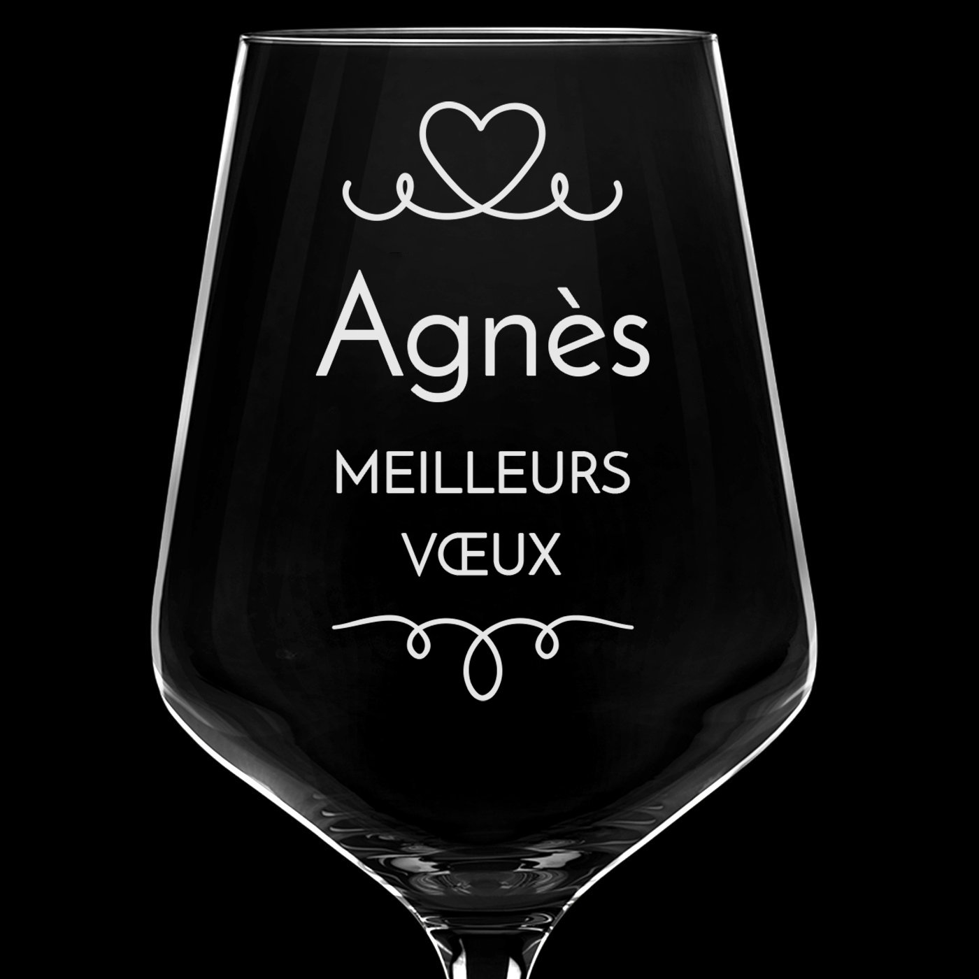 6 verres à vin taille XL avec gravure pour une amie