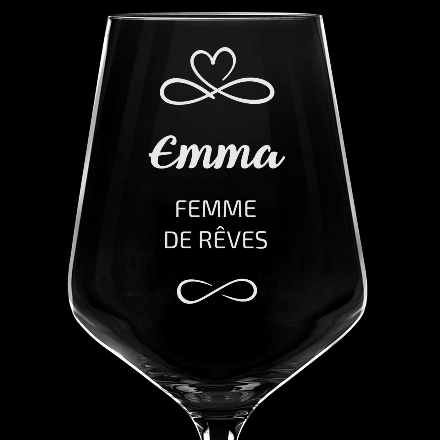 6 verres à vin taille XL avec gravure pour une femme pour la Saint-Valentin