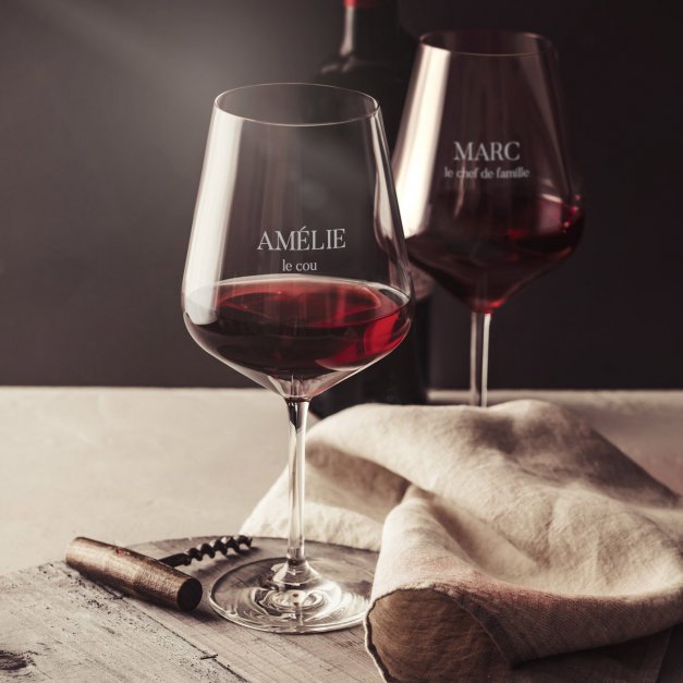 2 verres à vin taille XL avec gravure pour mari et femme