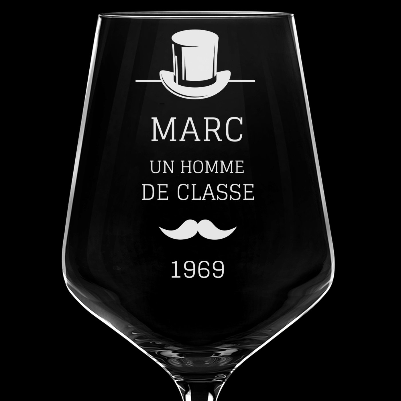 6 verres à vin taille XL avec gravure pour l'anniversaire d'un gentleman