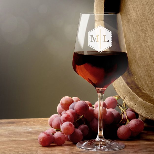 6 verres à vin taille XL avec gravure pour un proche avec des initiales