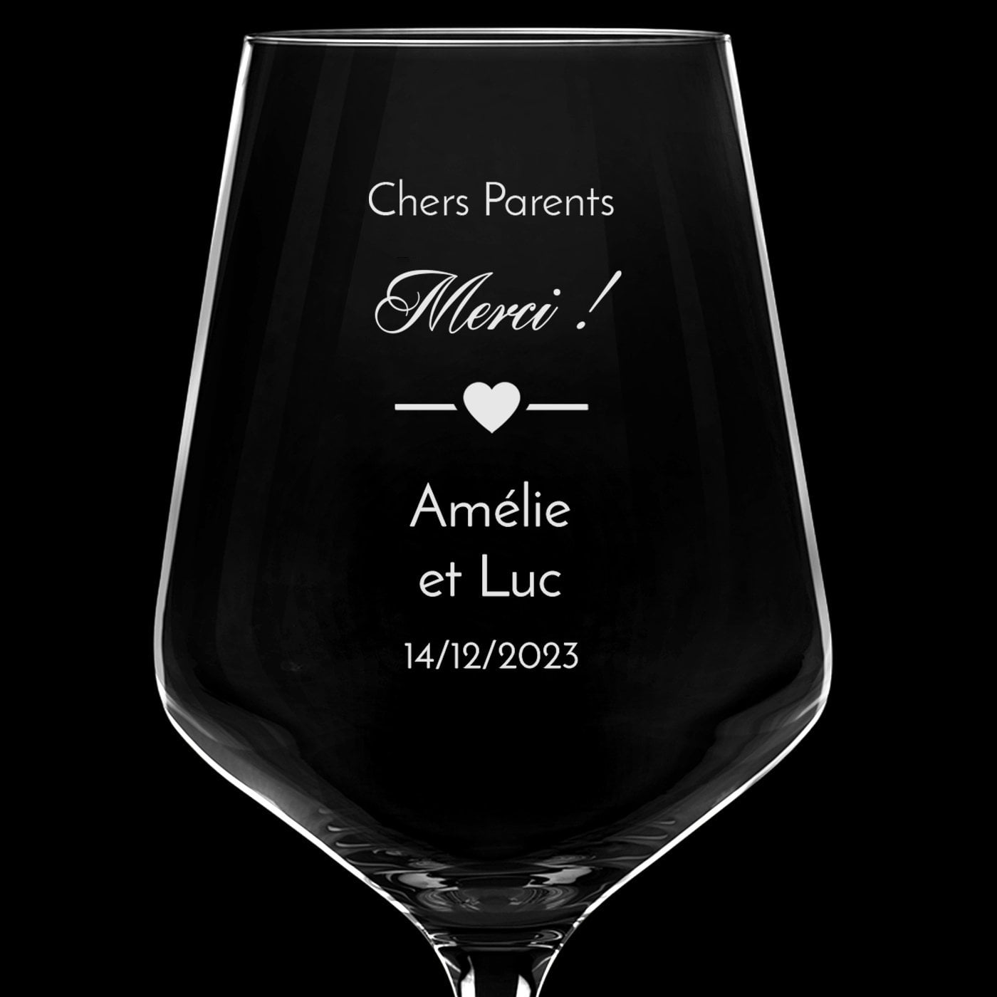 6 verres à vin taille XL avec gravure pour parents