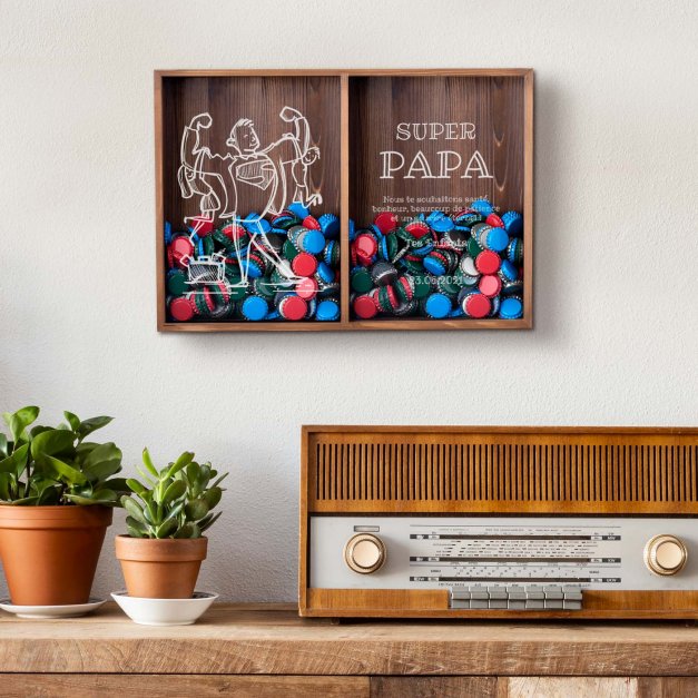 Collecteur de bouchons de vin et de bière personnalisé pour papa