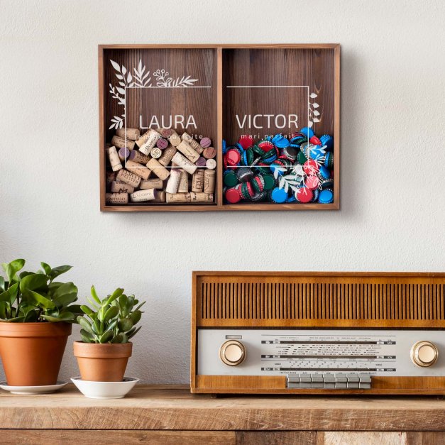 Collecteur de bouchons de vin et de bière personnalisé pour les conjoints