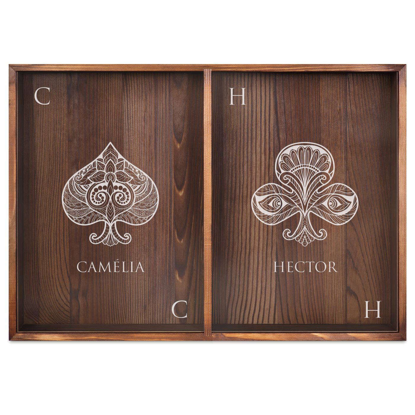 Collecteur de bouchons de vin et de bière personnalisé pour couple avec motif de cartes