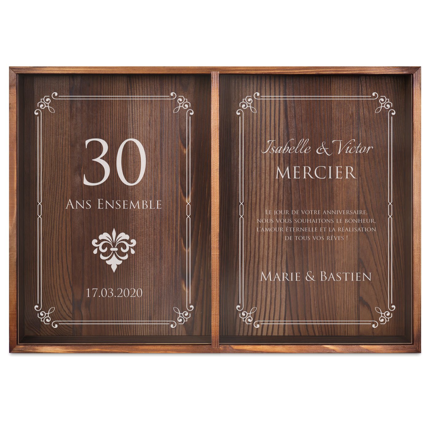 Collecteur de bouchons de vin et de bière personnalisé pour des amis pour leur 30 anniversaire de mariage