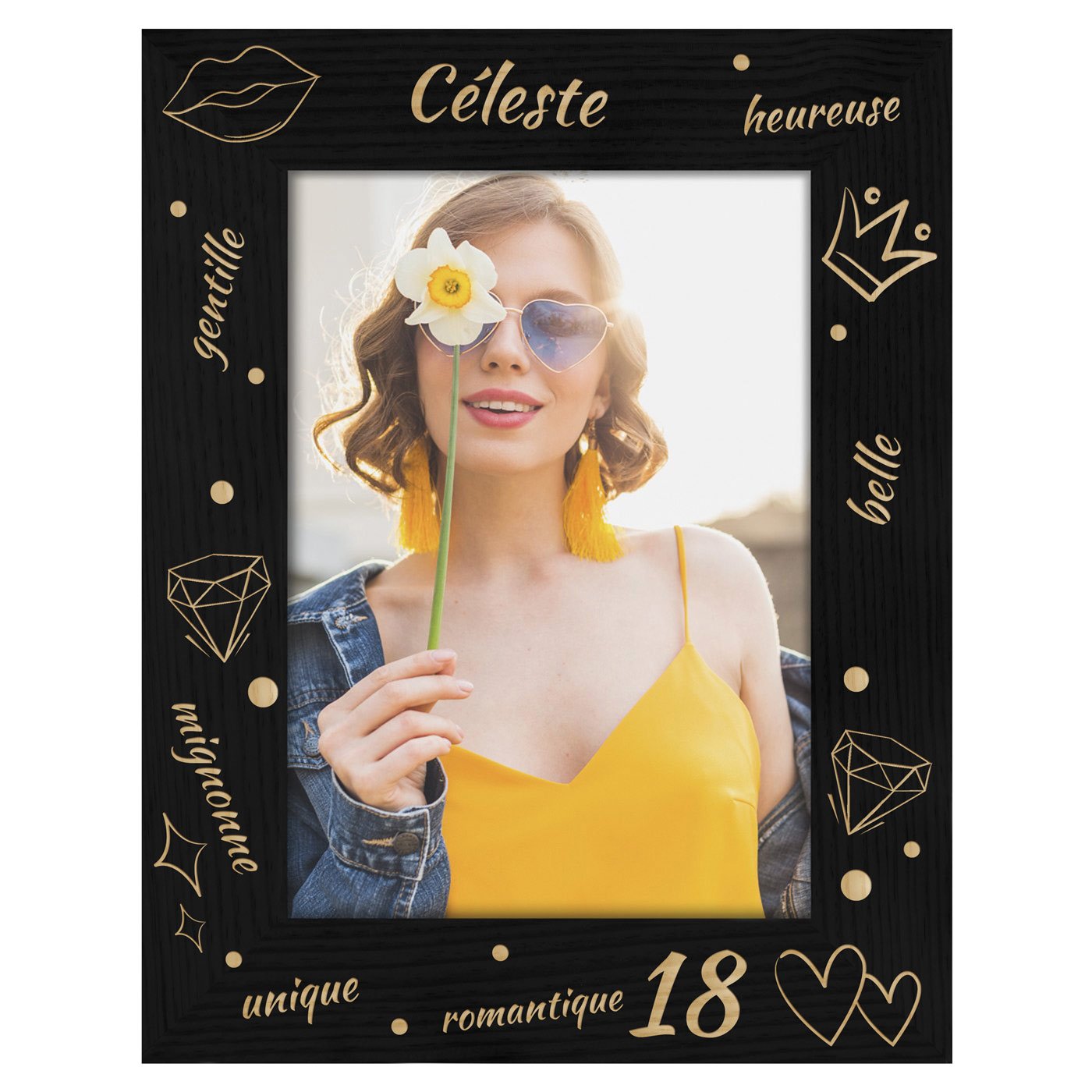 Cadre photo personnalisé noir pour amie pour ses 18 ans