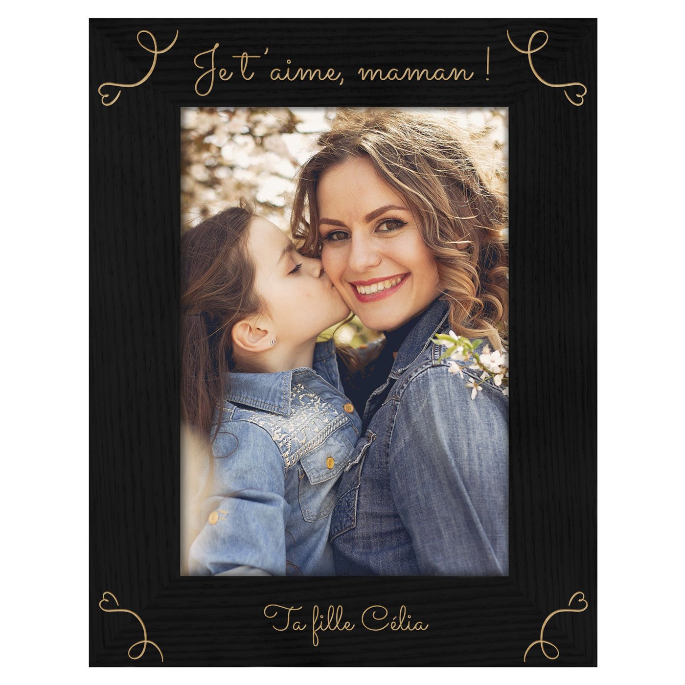 Cadre photo personnalisé noir pour maman