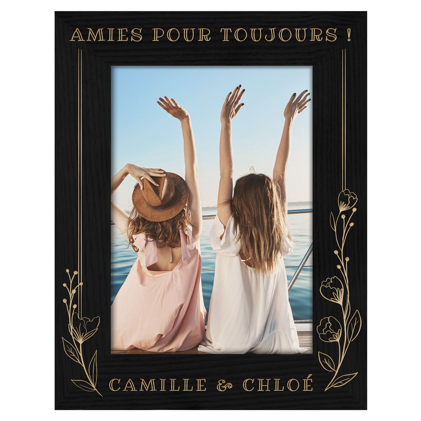 Cadre photo personnalisé noir pour une amie
