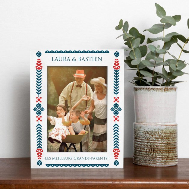 Cadre photo personnalisé en bois blanc pour des grands-parents