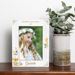 Cadre photo personnalisé en bois blanc pour fille pour sa communion