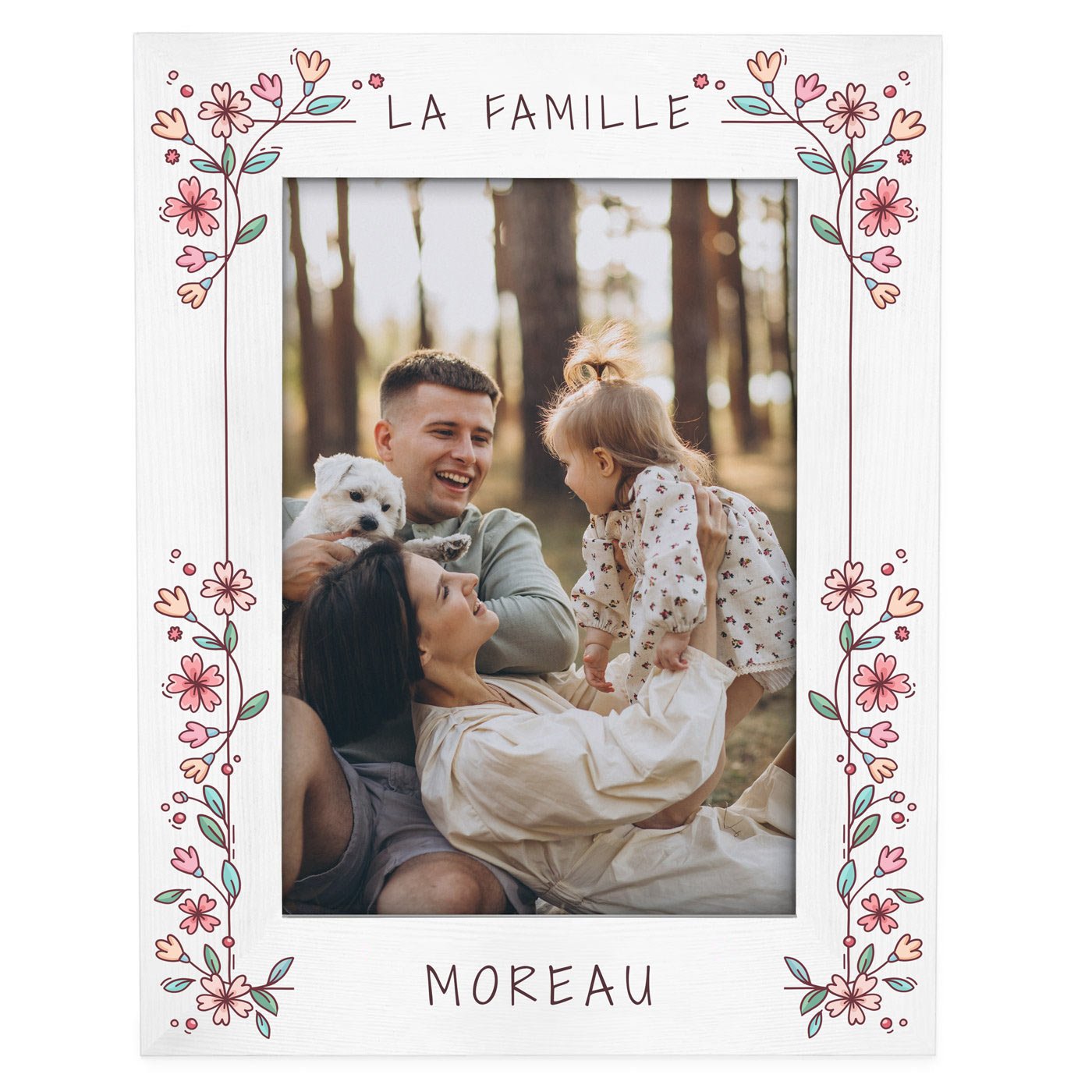 Cadre photo personnalisé en bois blanc pour une crémaillère 