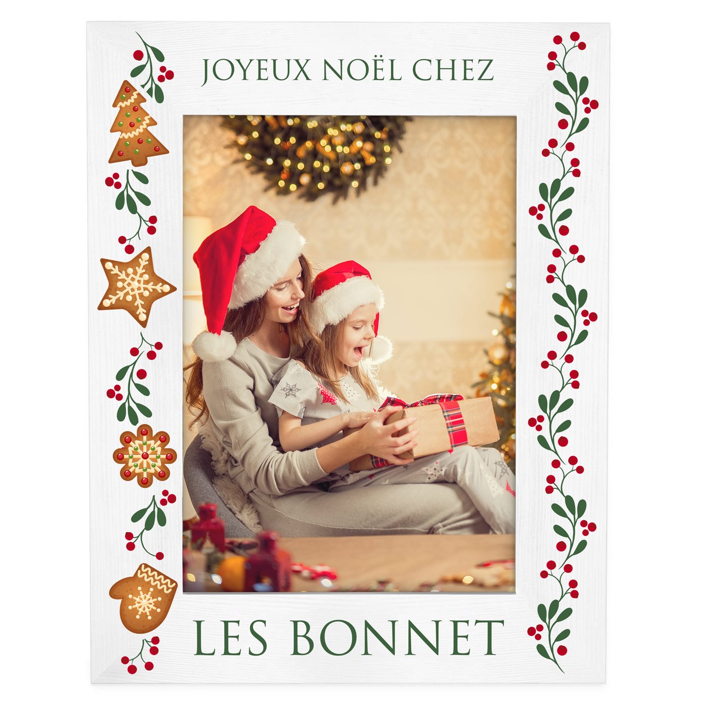 Cadre photo personnalisé en bois blanc pour couple pour Noël 