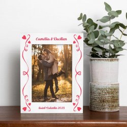 Cadre photo personnalisé en bois blanc pour la Saint-Valentin