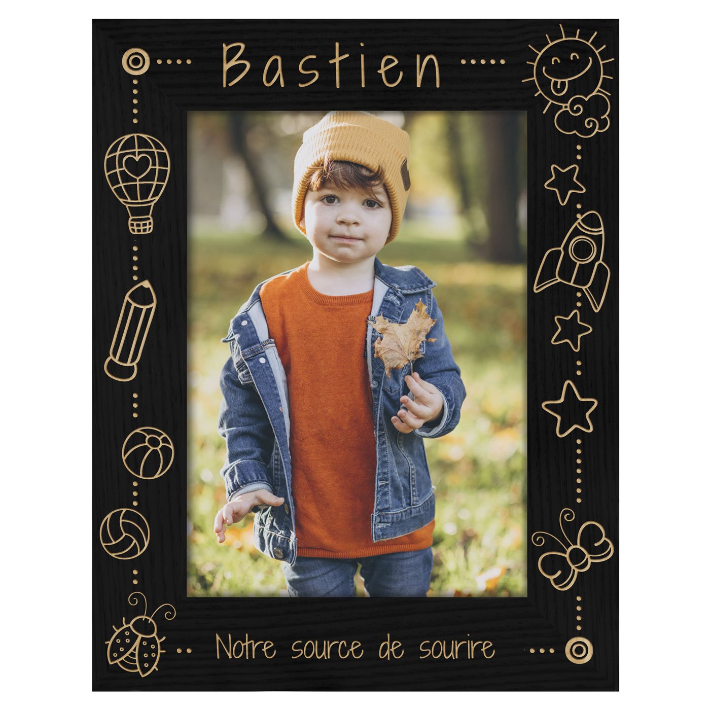 Cadre photo personnalisé noir pour un petit garçon