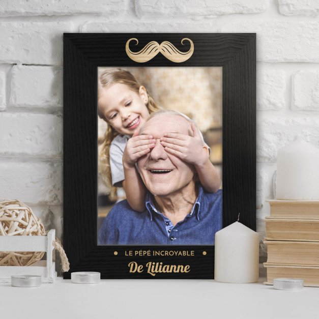 Cadre photo personnalisé noir pour papy