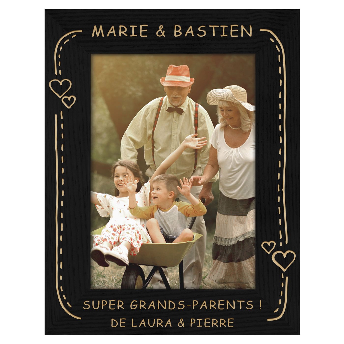 Cadre photo personnalisé noir pour des grands-parents