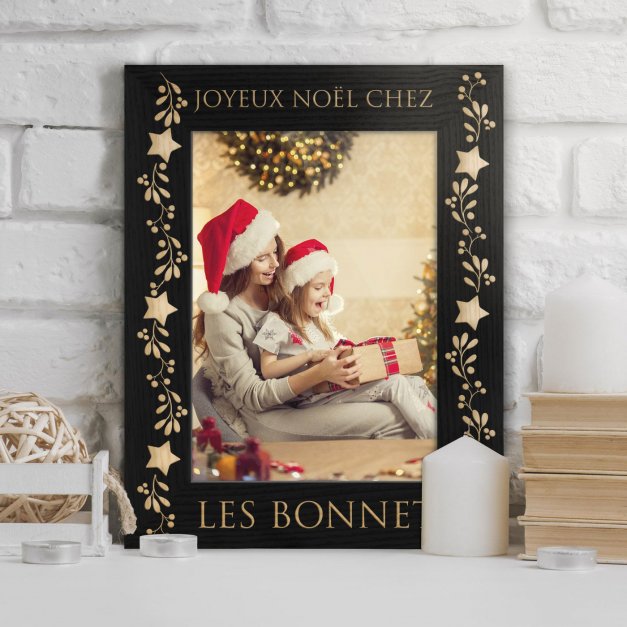 Cadre photo personnalisé noir pour couple pour Noël 