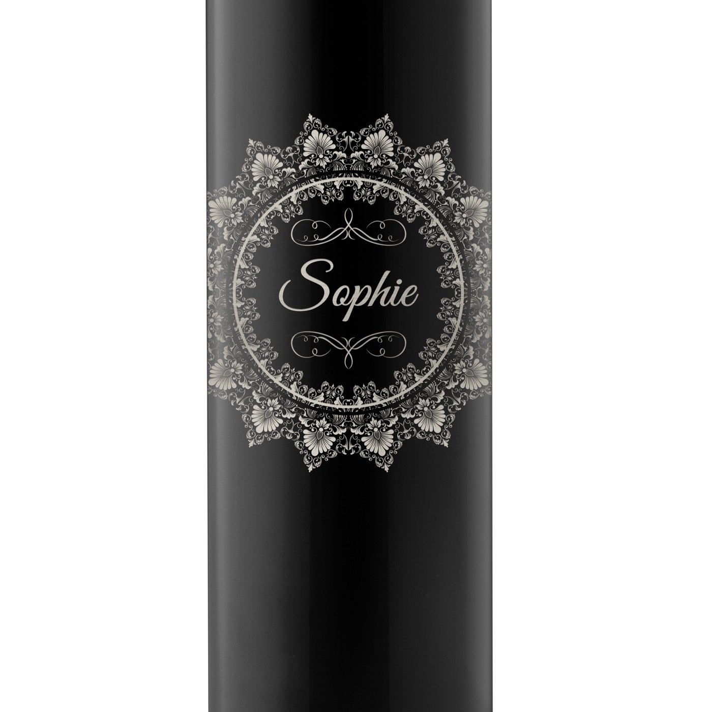 Bouteille isotherme noire avec gravure avec affichage LED pour l'anniversaire de mamie