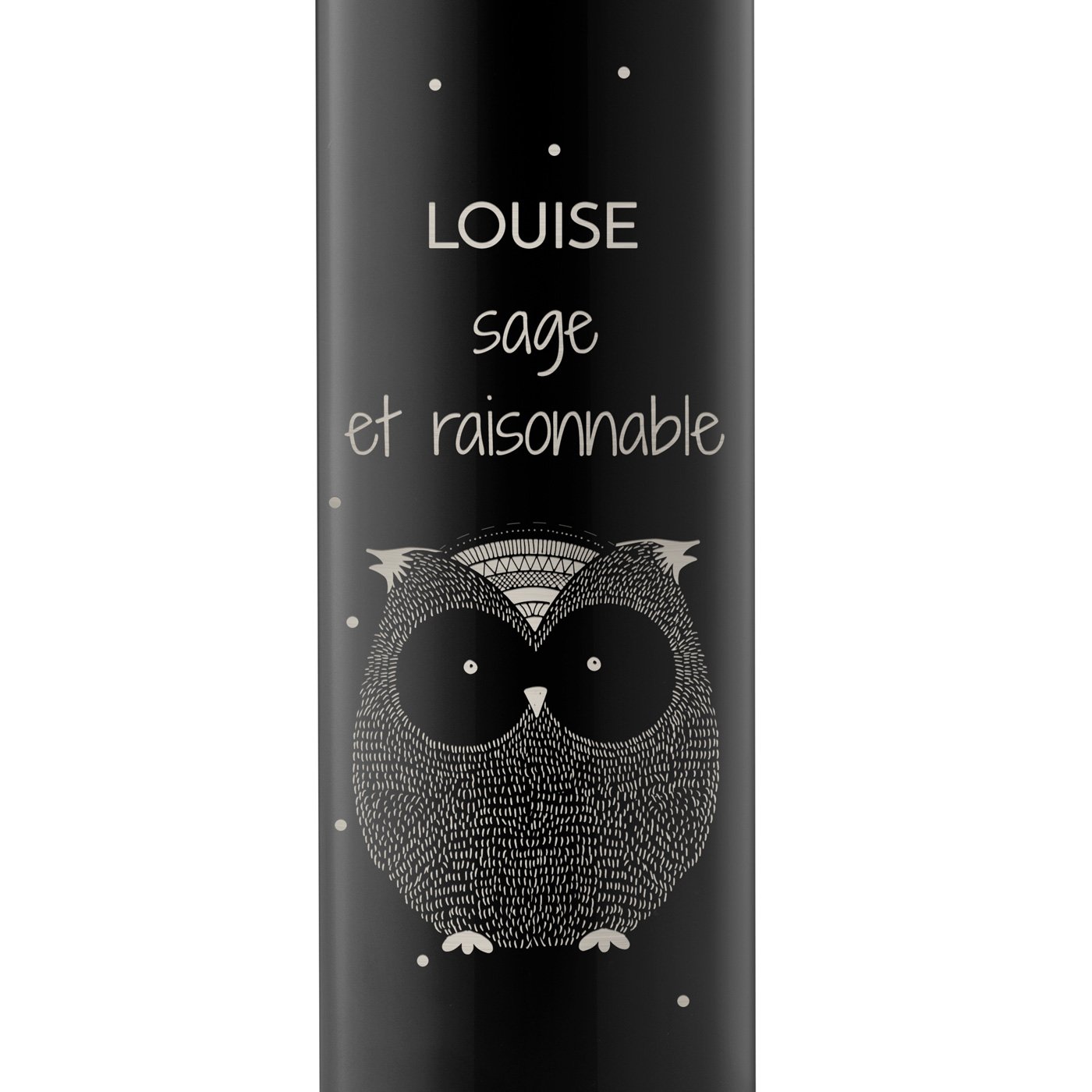 Bouteille isotherme noire personnalisée avec un affichage LED pour une fille