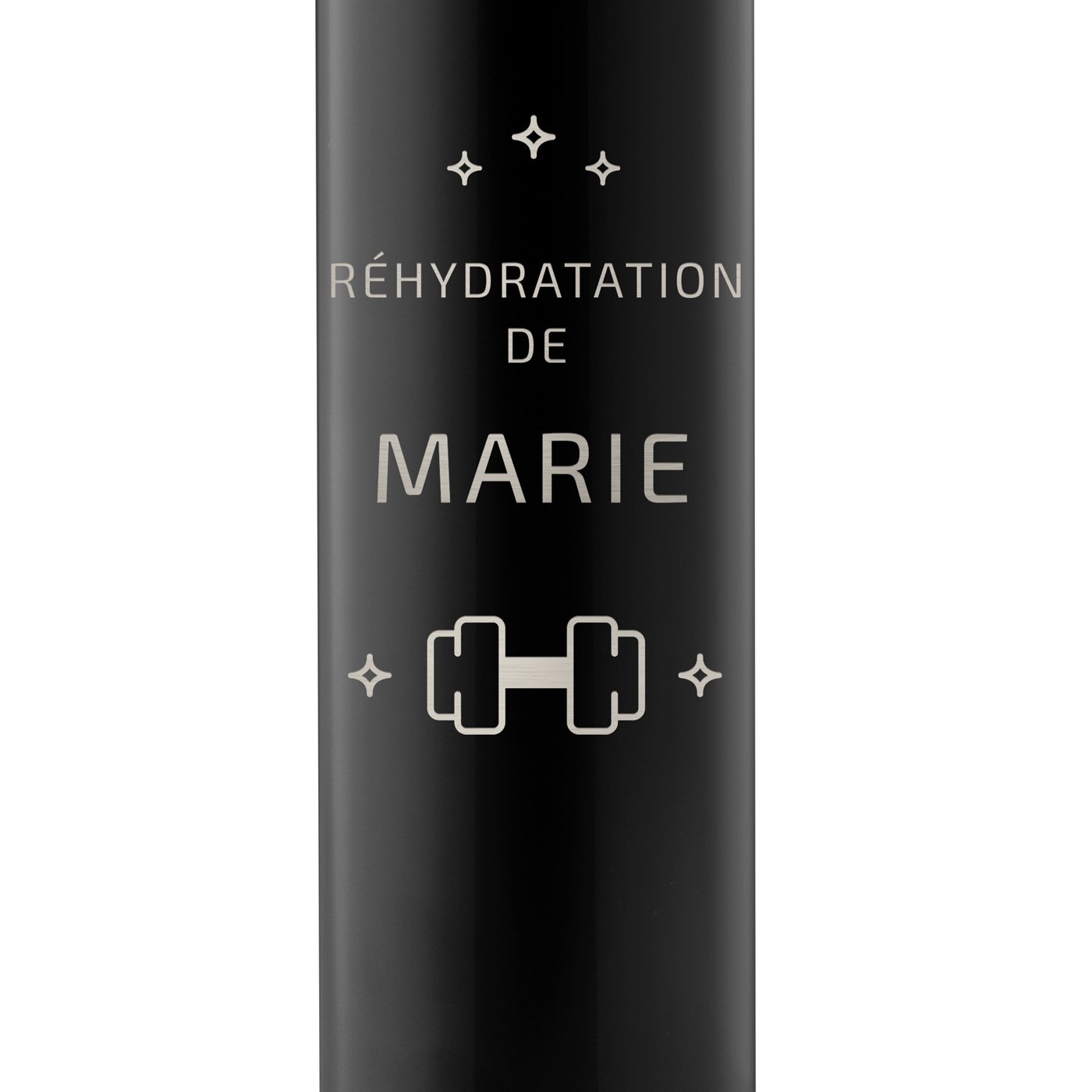 Bouteille isotherme noire personnalisée avec un affichage LED pour l'anniversaire d'une sœur