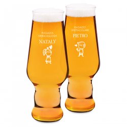 Ensemble de 2 verres à bière avec gravure Krosno Splendour pour petit ami et petite amie