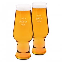 Ensemble de 2 verres à bière avec gravure Krosno Splendour pour couple avec prénom