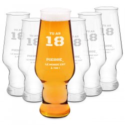 Ensemble de 6 verres à bière avec gravure Krosno Splendour pour lui pour ses 18 ans