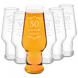 Ensemble de 6 verres à bière avec gravure Krosno Splendour pour lui pour 50e anniversaire