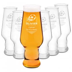 Ensemble de 6 verres à bière avec gravure Krosno Splendour pour lui fan de foot