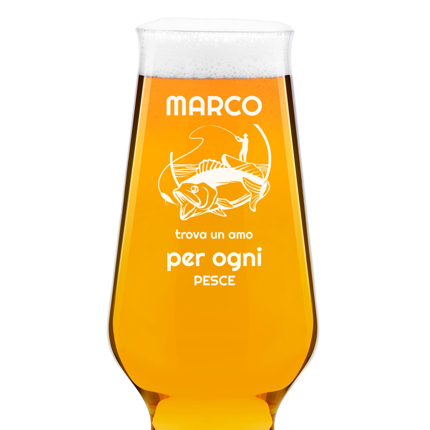 Verre à bière Krosno Splendour avec gravure pour lui pêcheur