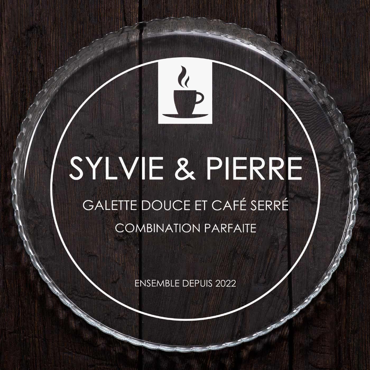 Présentoir à gâteau en verre personnalisé pour des amis pour l'anniversaire de mariage