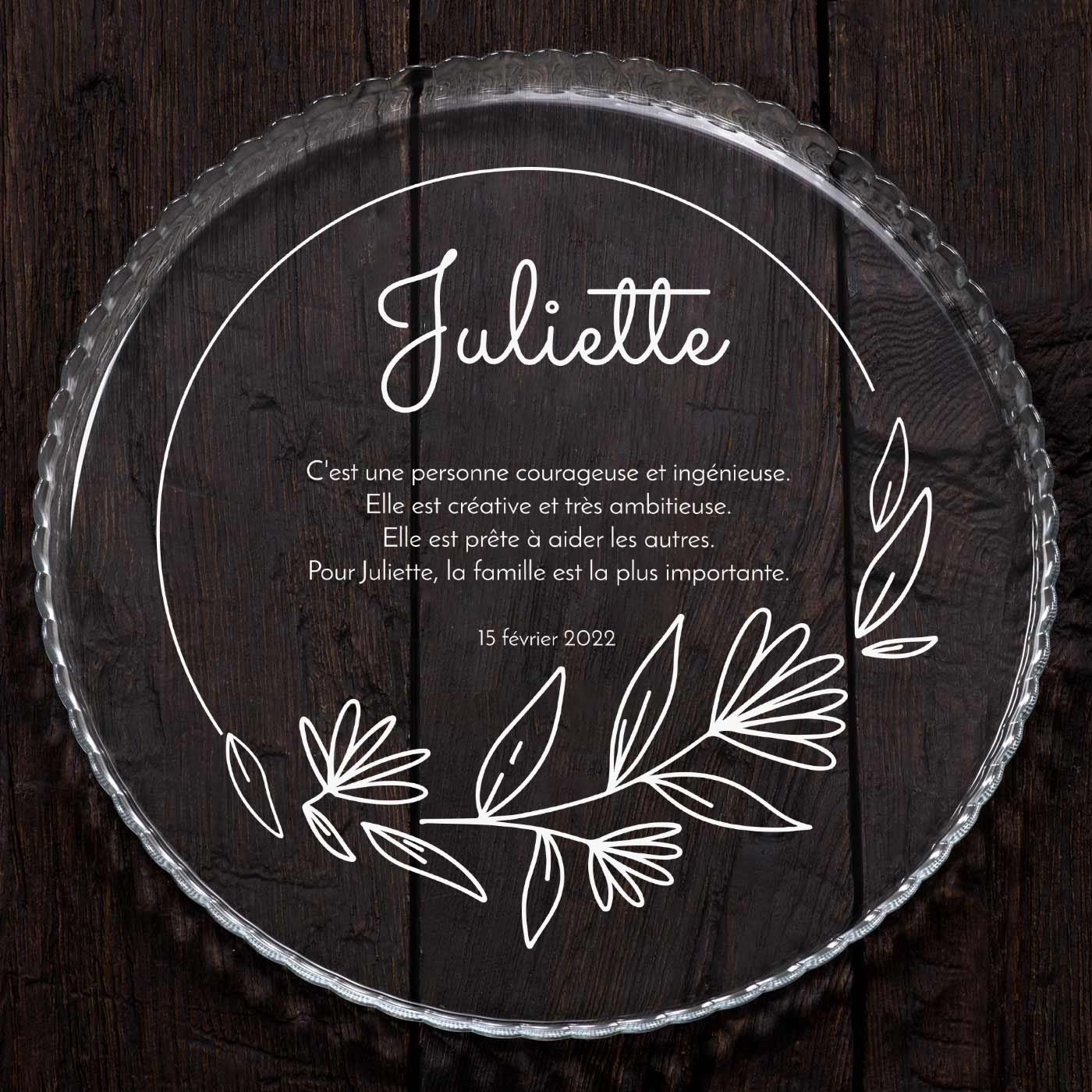 Présentoir à gâteau en verre personnalisé pour l'anniversaire d'une femme