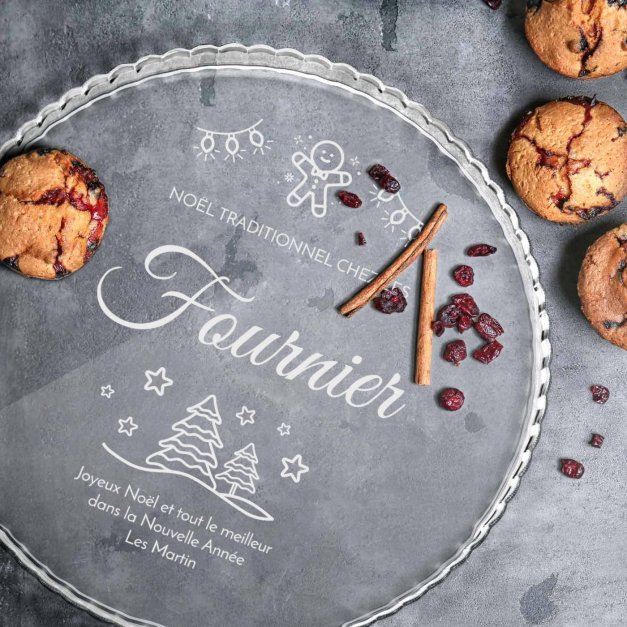 Présentoir à gâteau en verre personnalisé pour des amis pour Noël