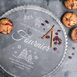 Présentoir à gâteau en verre personnalisé pour des amis pour Noël