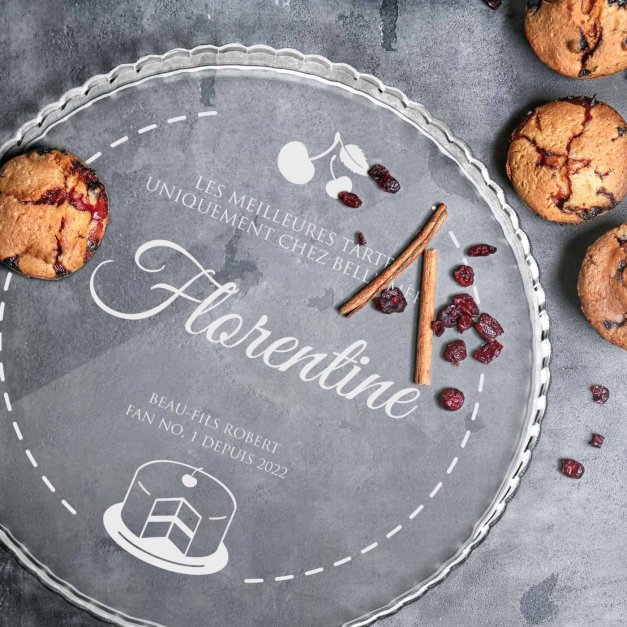 Présentoir à gâteau en verre personnalisé pour l'anniversaire d'une belle-mère