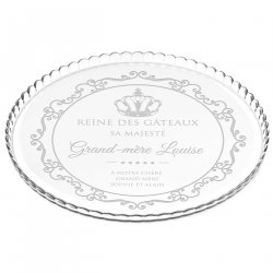Présentoir à gâteau en verre avec gravure pour la fête des grands-mères