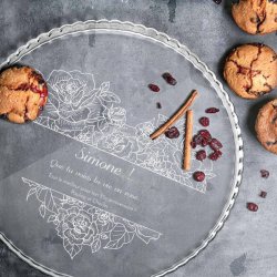Présentoir à gâteau en verre personnalisé pour une femme pour son 35e anniversaire