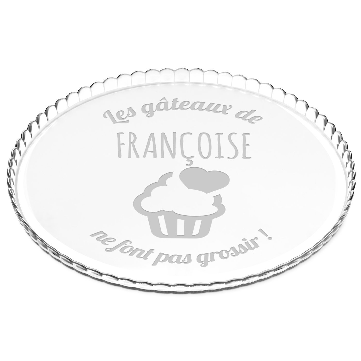 Présentoir à gâteau en verre avec gravure pour l'anniversaire d'une nièce