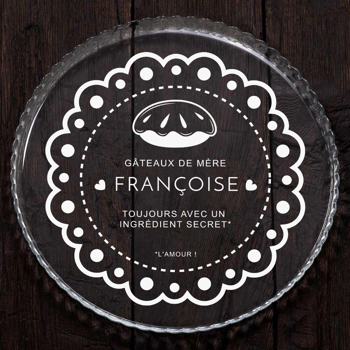Présentoir à gâteau en verre personnalisé pour l'anniversaire de maman