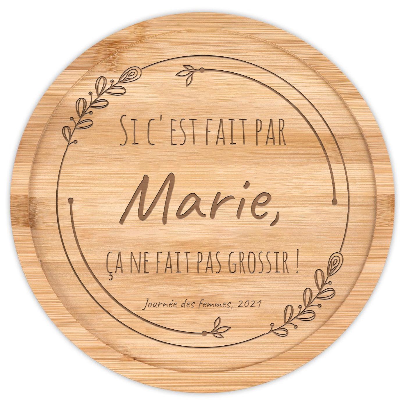 Plateau à fromage en bois personnalisé pour la fête de la femme