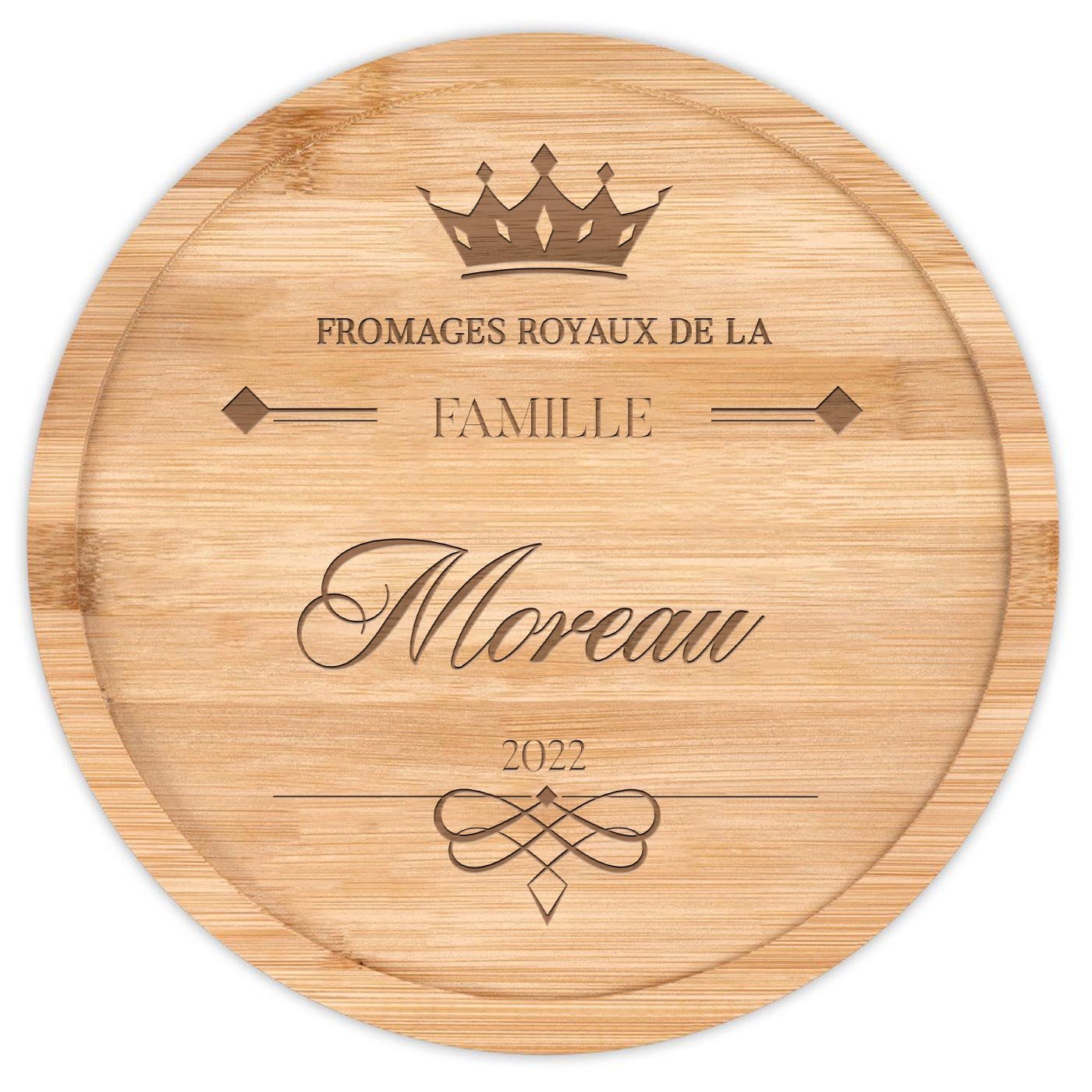 Plateau à fromage en bois avec gravure pour famille pour anniversaire de mariage