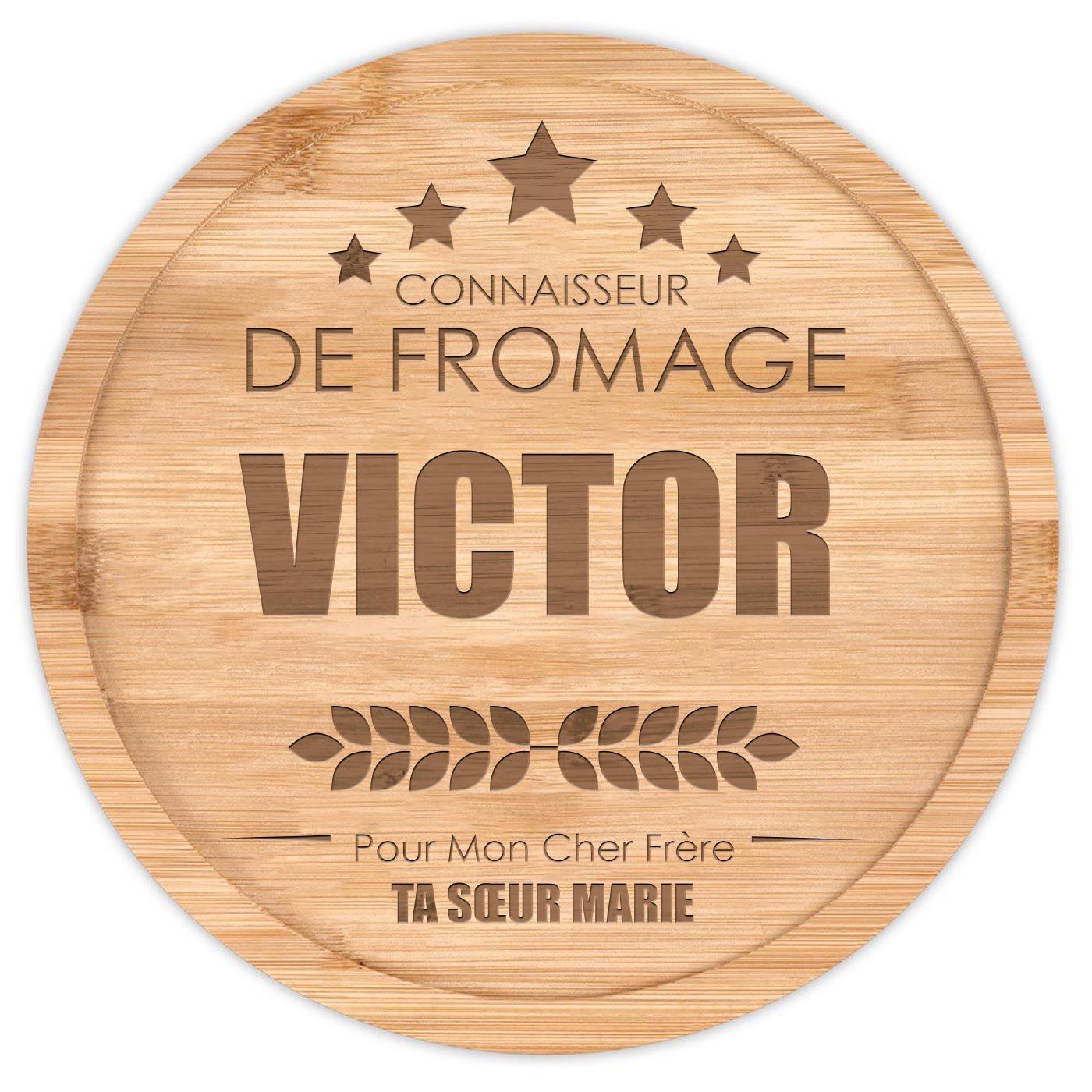 Plateau à fromage en bois personnalisé pour l'anniversaire d'un frère