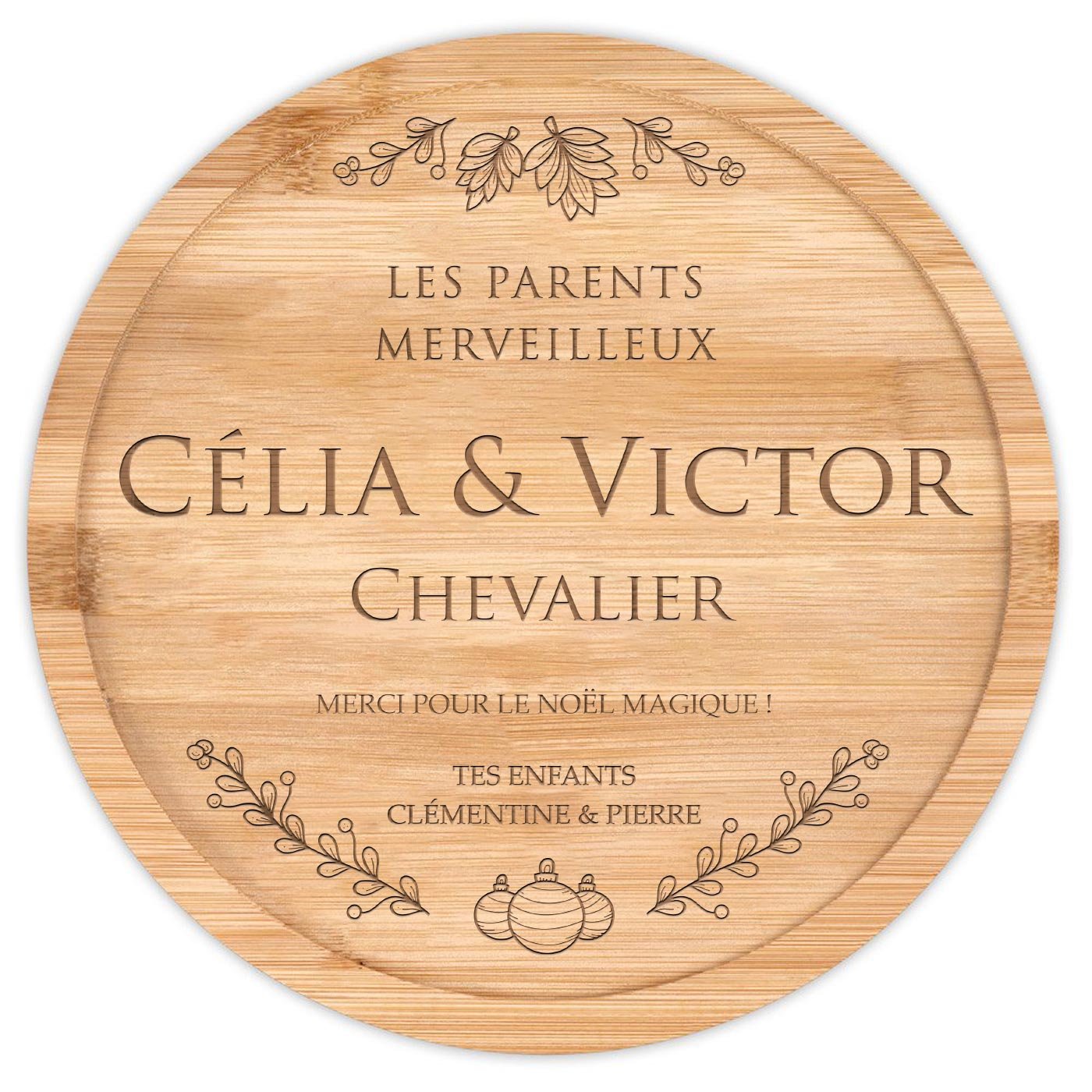 Planche à fromage en bois personnalisée pour parents pour Noël