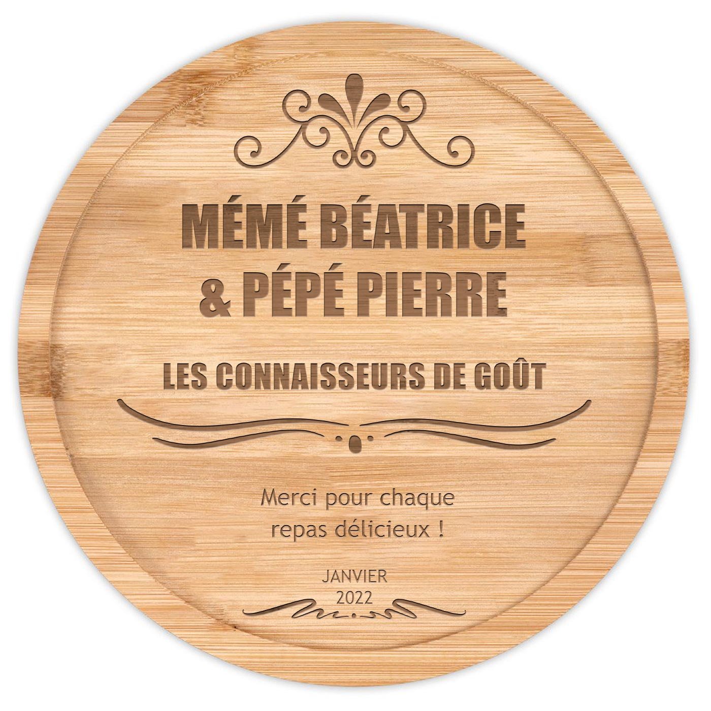 Planche à fromage en bois avec gravure pour grands-parents