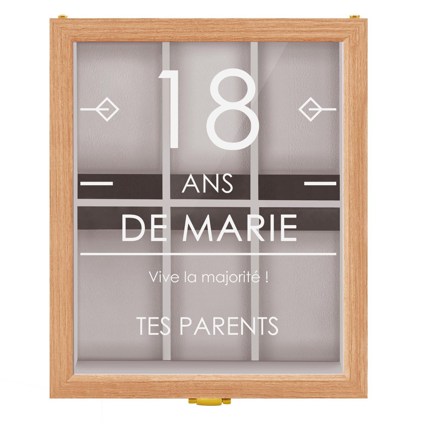 Boîte à montres en bois clair personnalisée pour une fille pour ses 18 ans