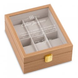 Boîte à montres en bois clair personnalisée pour l'anniversaire d'un homme