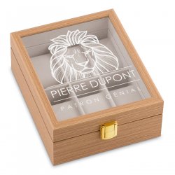Boîte à montres en bois clair personnalisée pour l'anniversaire d'un patron